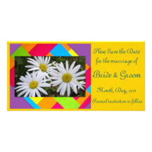 Save the Date-White Flower Photo Card