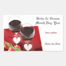 Save the Date Wine/Heart/Roses Sticker