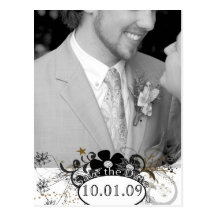 Save the Date with YOUR Photo White and Black Postcard