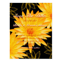 Save the date yellow lilly - customisable template post card