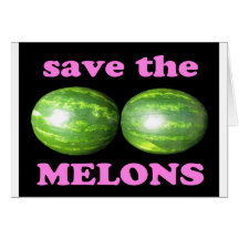 save the melons on black with pink cards