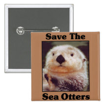 Save the Sea Otters Buttons