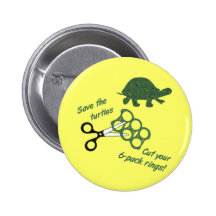 Save the Turtles Cut Six Pack Rings Buttons