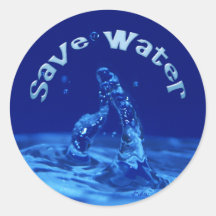 save water round stickers