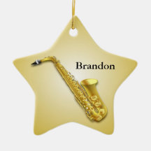 Saxophone Personalised Star Christmas Ornament