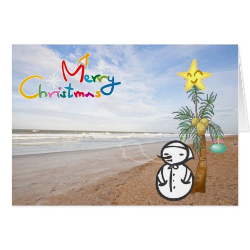 SAYING MERRY CHRISTMAS &quot;FROM THE BEACH&quot; GREETING CARD | Zazzle