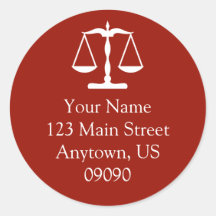 Scales Of Justice Address Label (Maroon) Stickers
