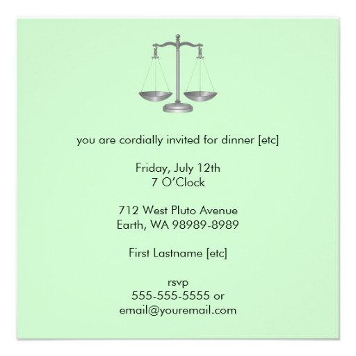 Scales of Justice Custom Invitations