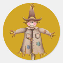 SCARECROW by SHARON SHARPE Round Stickers