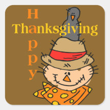 Scarecrow & Crow Thanksgiving Sticker