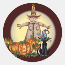 SCARECROW, JACK & CAT by SHARON SHARPE Sticker