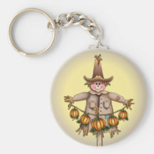 SCARECROW & PUMPKIN GARLAND by SHARON SHARPE Keychain