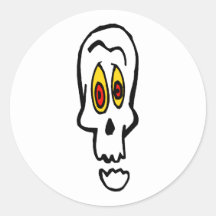 Scared Skeleton Round Sticker