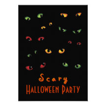 Scary Eyes Halloween Party Invitations