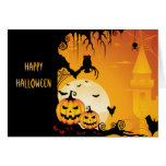 Scary Halloween Pumpkins and Full Moon Card