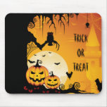 Scary Halloween Pumpkins and Full Moon Mouse Mats