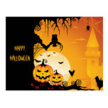 Scary Halloween Pumpkins and Full Moon Postcards