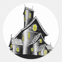 Scary haunted house illustration sticker