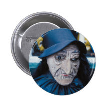 Scary Witch Mask Pinback Buttons