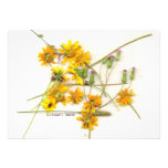 Scattered wildflowers in yellow and white personalized invitation