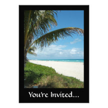 Scenic Beach, Side Palm Branch Personalized Invite