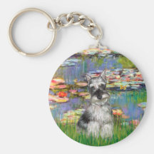Schnauzer 1 - Lilies 2 Keychains