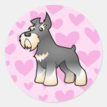Schnauzer Love Round Sticker
