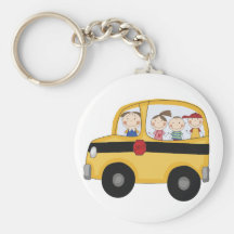 School Bus with Kids T-shirts and Gifts Keychains