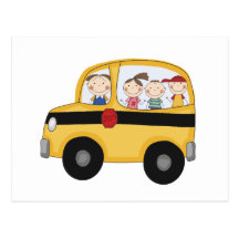 School Bus with Kids T-shirts and Gifts Post Card