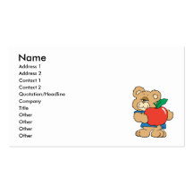 School Days Apple Teddy Bear Business Card Template