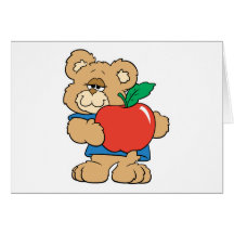 School Days Apple Teddy Bear Card