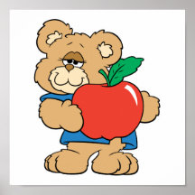 School Days Apple Teddy Bear Posters