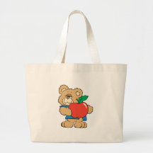 School Days Apple Teddy Bear Tote Bags