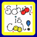 SCHOOL IS COOL FUN COLOURFUL HAPPY FACES APPLES stickers