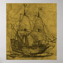 Schooner And Vintage Map Posters