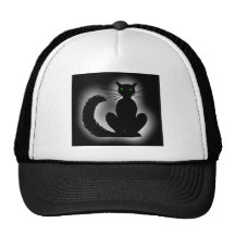 schwarze Katze black cat Retrokultmütze