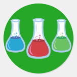 Science Flasks Round Stickers