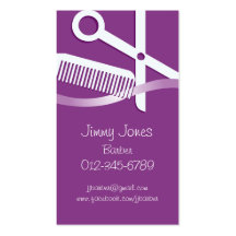 Scissors and Comb Purple Business Card