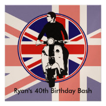 Scooter Boy on Round union jack Personalized Invites