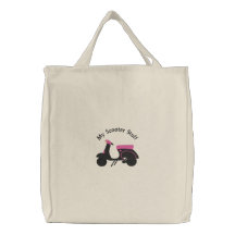 Scooter Design 2 :: Black & Pink Customisable Embroidered Tote Bag