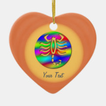 Scorpio Rainbow Colour Scorpion Birthday Heart Christmas Ornaments
