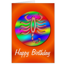 Scorpio Rainbow Colour Zodiac Scorpion Birthday Card