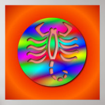 Scorpio Rainbow Colour Zodiac Scorpion Poster