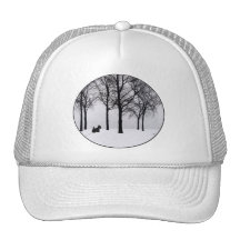 Scottie in Snowy Woods Hats