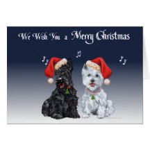 Scottie & Westie Christmas Carols Greeting Cards