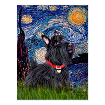 Scottish Terrier 6 - Starry Night (Vertical) Post Cards
