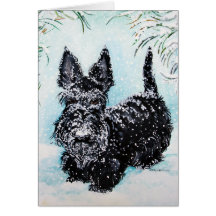Scottish Terrier in Falling Snow Cards