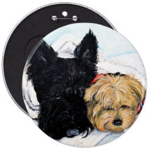 Scottish Terrier & Yorkie Best Friends Button