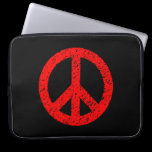 Scribble Stencilled Peace Symbol - Red on Black laptop sleeves
