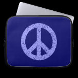 Scribble Stencilled Peace Symbol - Shades of Blue laptop sleeves